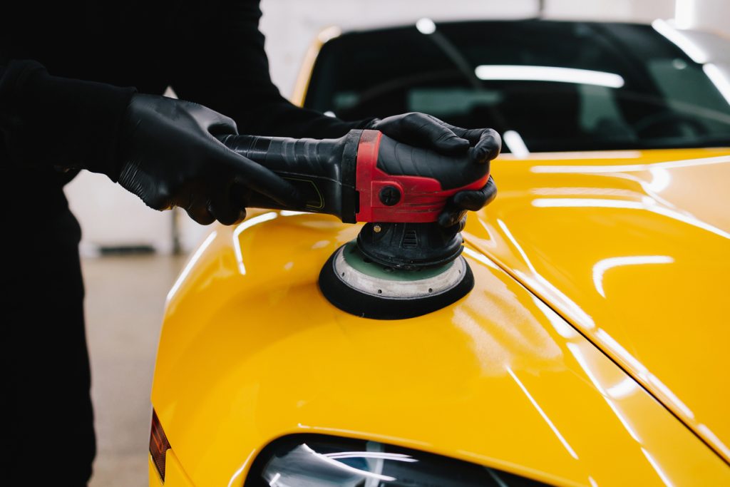 Ceramic coating being applied to protect car paint from Ontario’s harsh summer sun in Burlington.